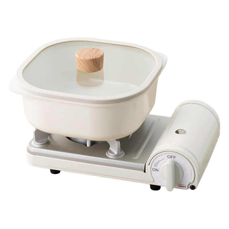 【セット販売】カセットフー カセットこんろミニ+スクエアポット20 ホワイト