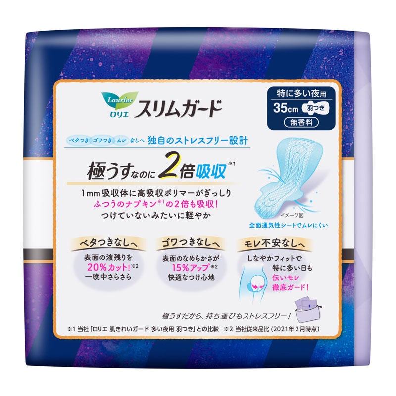 ロリエ スリムガード 特に多い夜用 350 羽つき 13個入 【医薬部外品】