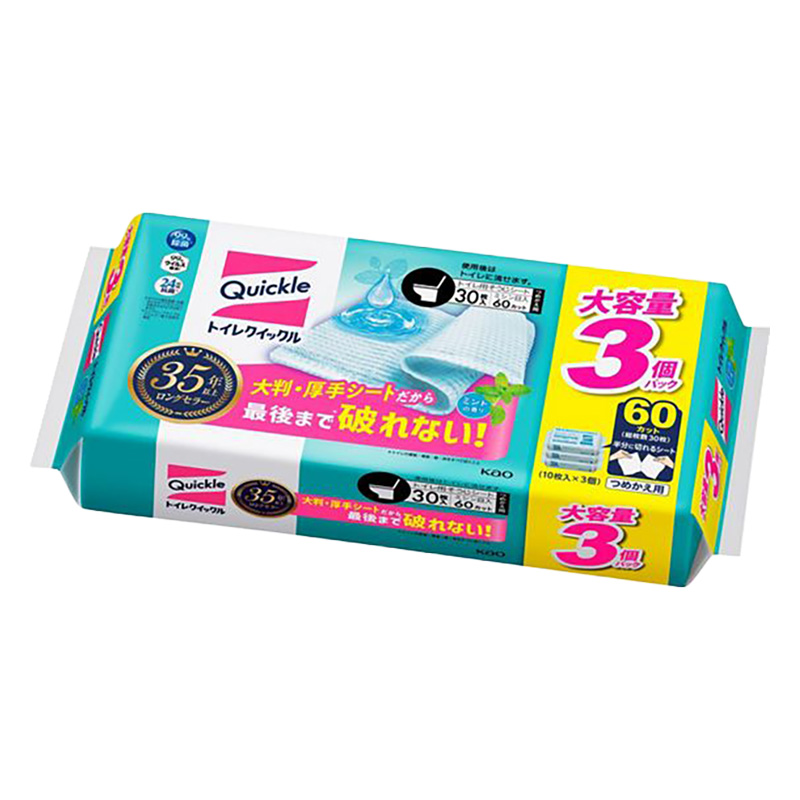 トイレクイックル ミントの香り つめかえ用 スーパージャンボパック 30枚