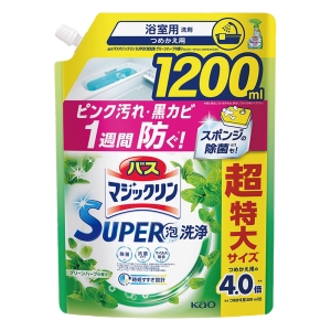 バスマジックリン SUPER泡洗浄 グリーンハーブの香り つめかえ用 超特大サイズ 1200ml