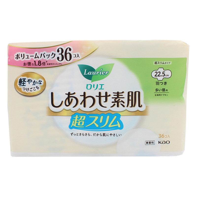 ロリエ しあわせ素肌 ボリュームパック 超スリム 多い昼用 22.5cm 羽つき 36個【医薬部外品】