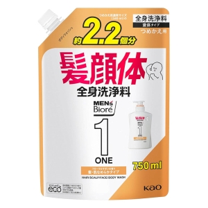 メンズビオレ ONE オールインワン全身洗浄料 髪・肌なめらかタイプ 詰替 フローラルサボンの香り 750ml
