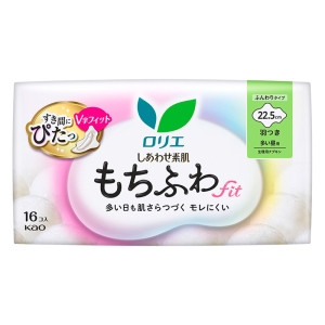 ロリエ しあわせ素肌 もちふわfit 多い昼用 22.5cm 羽つき 16個【医薬部外品】
