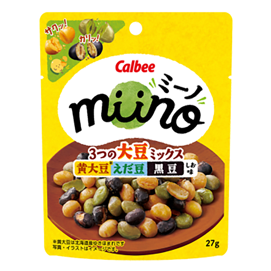 miino(ミーノ) 3つの大豆ミックス 黄大豆えだ豆黒豆 しお味 27g