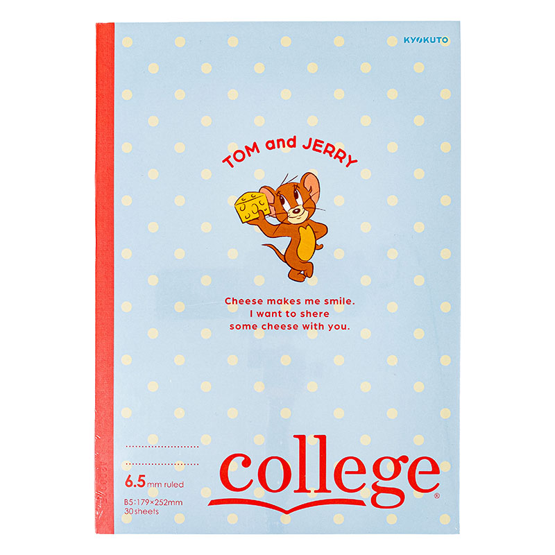 college ノート セミB5 トムとジェリー チーズパーティ 6.5mm罫 5冊束