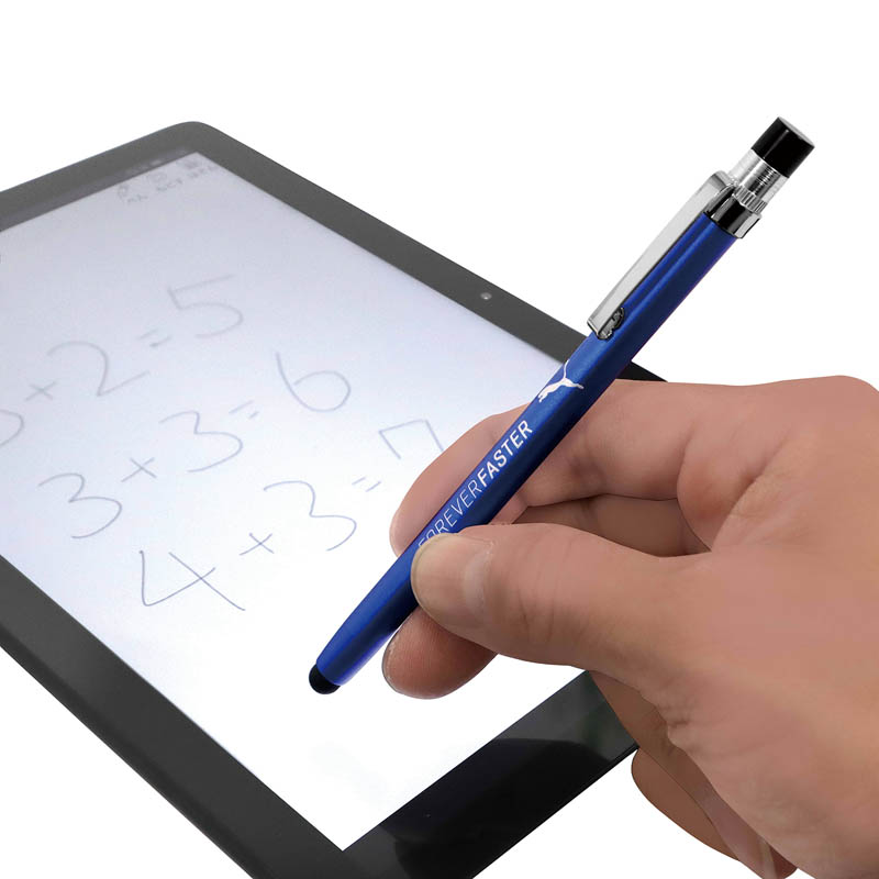 タッチペン タブレット・スマホ用 クリップ付 ブルー