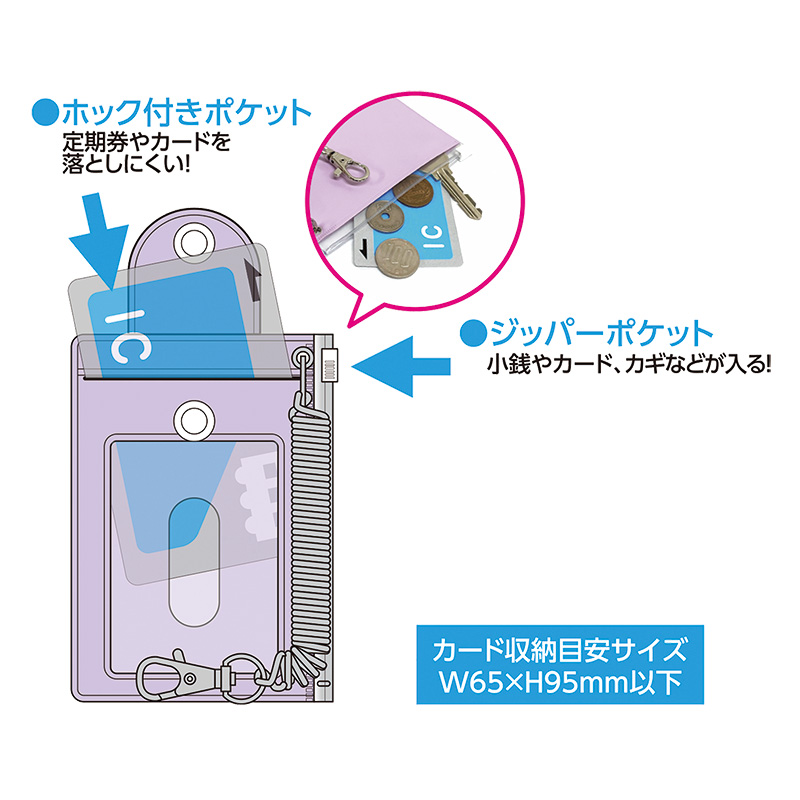 小銭入れ付パスケース パープル