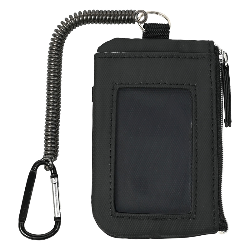 モシモノ 非常用品を携帯できるパスケース ブラック キーリング・緊急連絡カード付