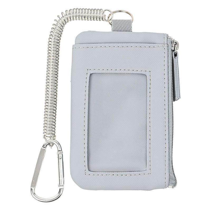 モシモノ 非常用品を携帯できるパスケース グレー キーリング・緊急連絡カード付