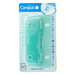 キャンパス 2穴バインダーと一緒に持ち運べるパンチ グリーン PN-C2G