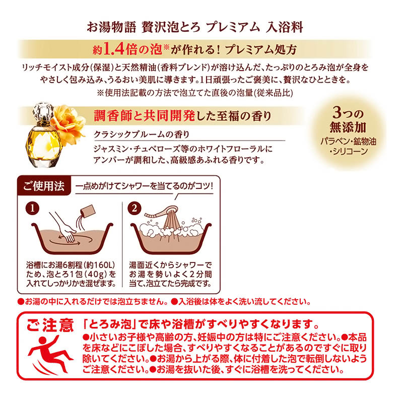 お湯物語 贅沢泡とろ プレミアム 入浴料 クラシックブルームの香り 40g