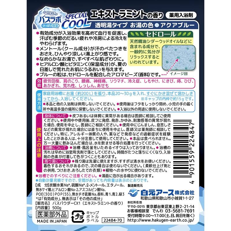 バスラボスペシャルクールボトル 500g エキストラミント【医薬部外品】