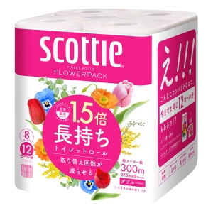 スコッティ フラワーパック 1.5倍長持ち8ロール(ダブル) くつろぎの花の香り