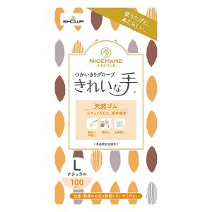 使い捨て手袋 ナイスハンドきれいな手つかいきりグローブ天然ゴム100枚入