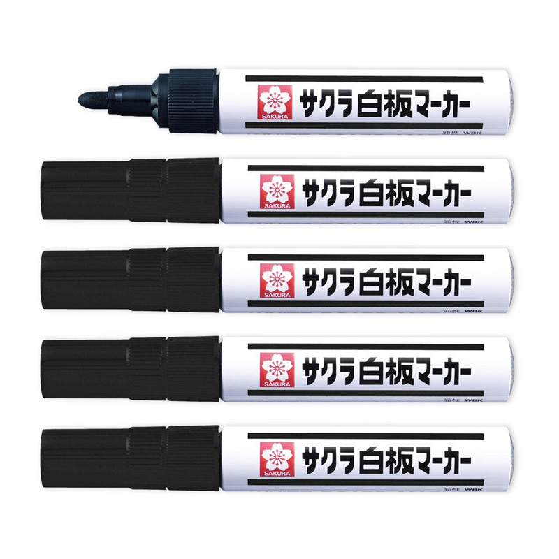 白板マーカー中字5本組 ブラック