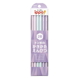 ippo! かきかたえんぴつ 2B プレーン柄パープル系 紙箱12本入