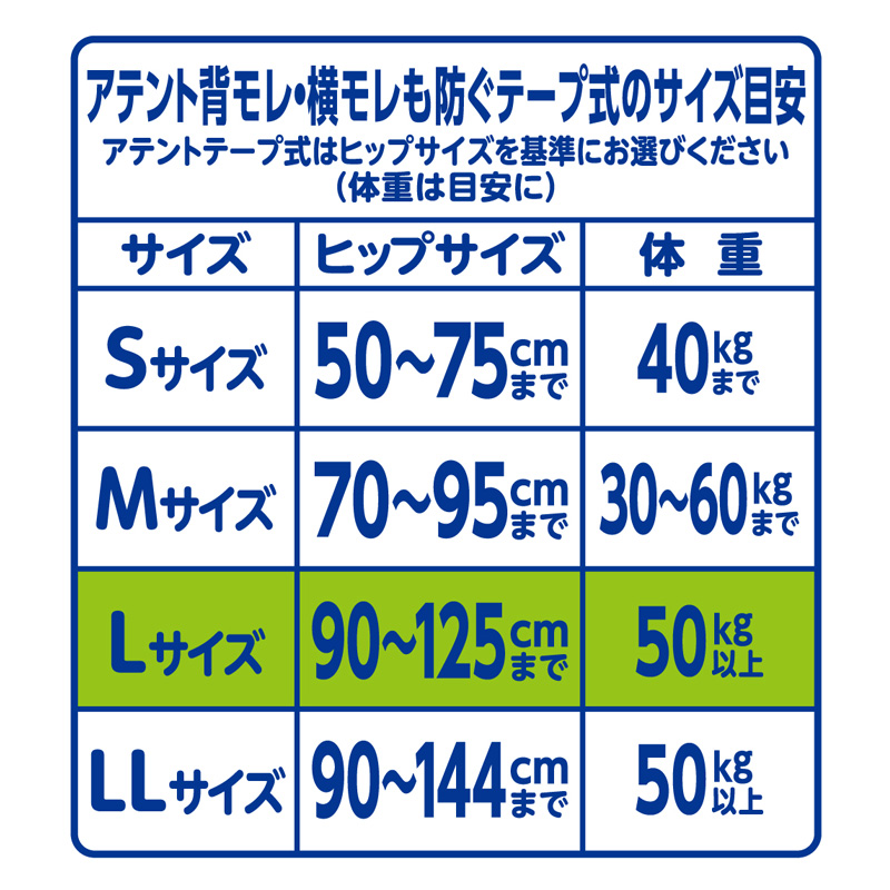 アテント背モレ・横モレテープ式 Lサイズ 24枚