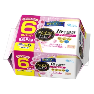 【お取り寄せ商品】キレキラ(R)！トイレクリーナー 1枚で徹底おそうじシート ハッピーローズの香り つめかえ用 60枚(10枚×6P)
