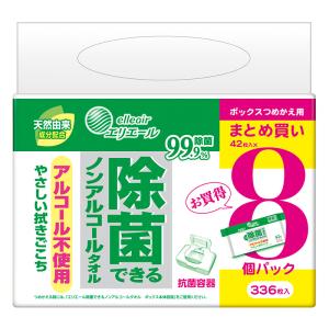 エリエール 除菌BOXウェット ノンアルコール 詰替え （42枚×8P）