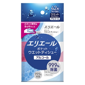 エリエール ポケットウェットティッシュ 除菌アルコールタイプ 7枚×6パック