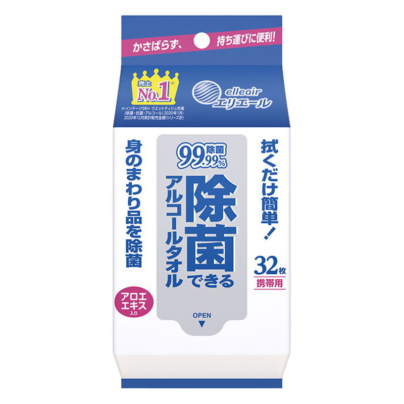 【お取り寄せ商品】エリエール除菌できるアルコールタオル 携帯用 32枚
