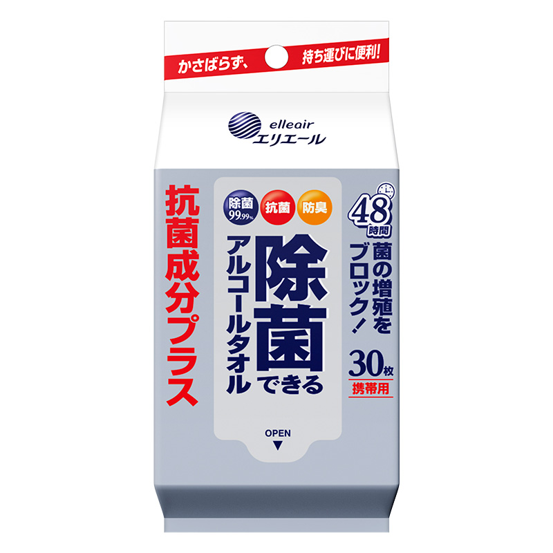 【お取り寄せ商品】エリエール 除菌アルコールタオル 抗菌プラス 携帯用 30枚