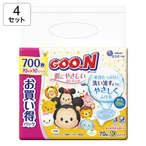 【1ケース4袋入】グーン肌にやさしいおしりふき 詰替 70枚×10個パック 4902011831924×4