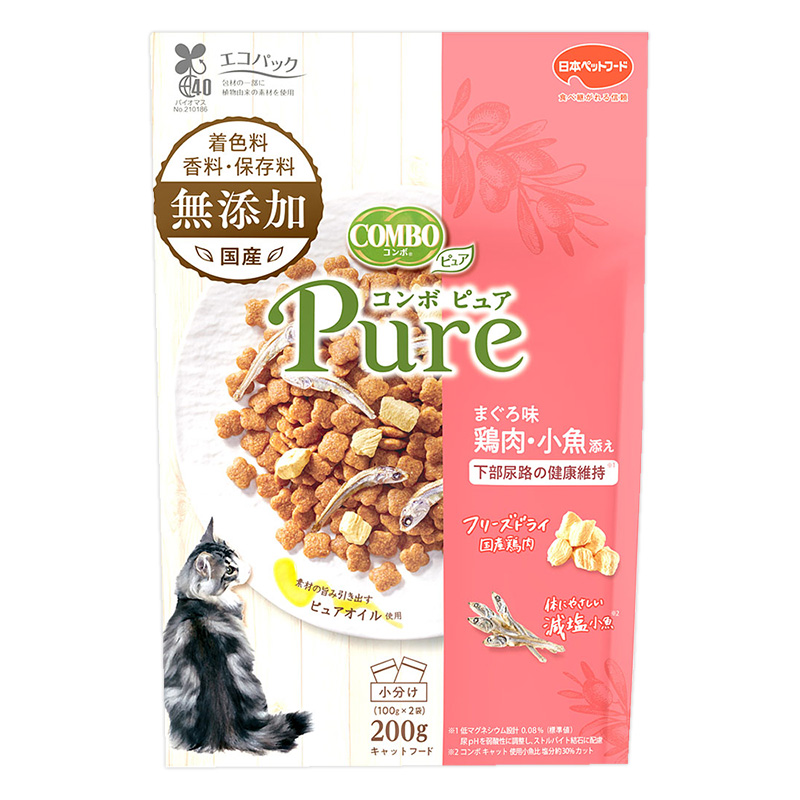 【お取り寄せ商品】コンボ ピュア キャット まぐろ味・鶏肉・かつお節添え 200g