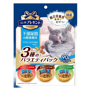 コンボ プレゼント キャット おやつ 下部尿路の健康維持 3種のバラエティパック 90g