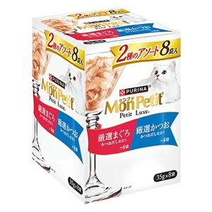 モンプチ プチリュクスパウチ 2種のアソート 厳選まぐろ&厳選かつお 35g×8袋入