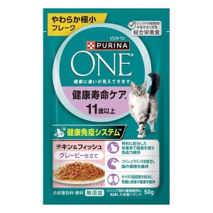 ピュリナワン パウチ 健康寿命ケア 11歳以上 チキン&フィッシュ グレービー仕立て 50g