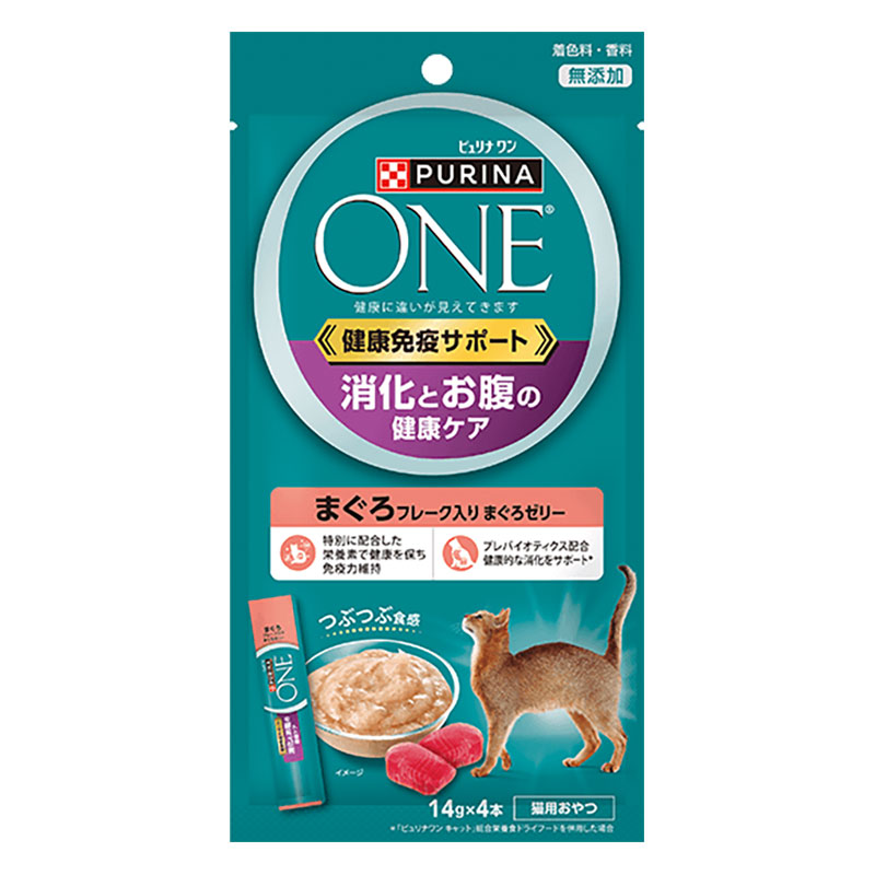 【お取り寄せ商品】ピュリナワンキャット パウチ おやつ 健康免疫サポート 消化とお腹の健康ケア まぐろフレーク入りまぐろゼリー 56g