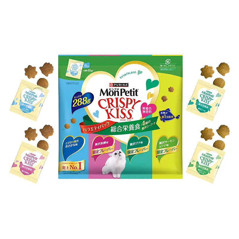 モンプチ クリスピーキッス バラエティパック 総合栄養食 4種の贅沢シーフード 288g