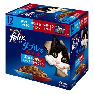 フィリックス パウチ ダブルのおいしさ お魚とお肉のミックスセレクション 12袋入り
