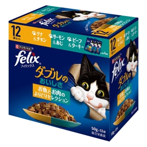 フィリックス パウチ ダブルのおいしさ お魚とお肉のよりどりセレクション 12袋入り