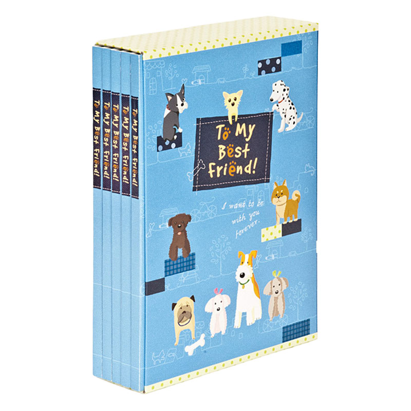 5冊ソフトボックスアルバム L判 3段 270枚 キャット&ドッグ ブルー