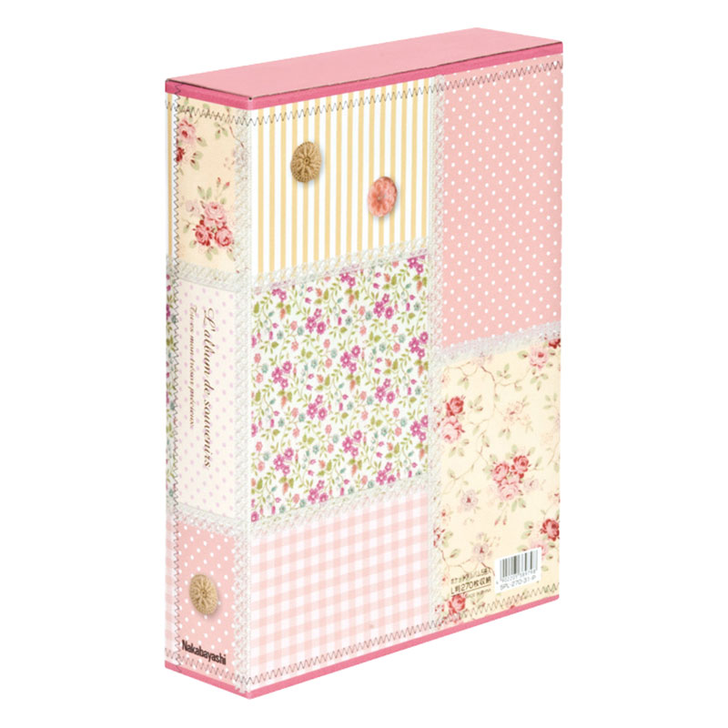 5冊ソフトボックスアルバム L判 3段 270枚 パッチワーク ピンク