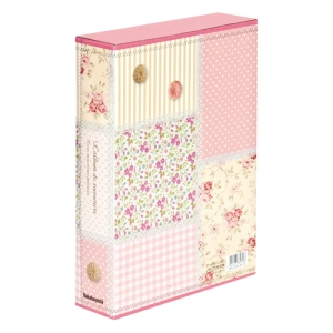 5冊ソフトボックスアルバム L判 3段 270枚 パッチワーク ピンク