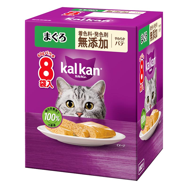 カルカン パウチ やわらかパテ まぐろ 着色料・発色剤 無添加 60g 8袋パック