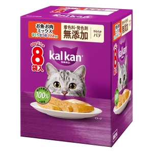 カルカン パウチ やわらかパテ お魚・お肉ミックス まぐろ・かつお・ささみ入り 着色料・発色剤 無添加 60g 8袋パック
