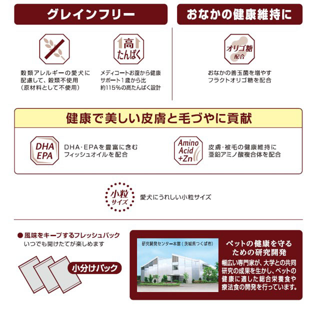 メディコートアドバンス グレインフリー 1歳から フィッシュ味 2kg(500g×4袋)