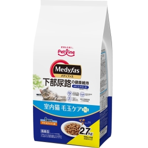 メディファス 室内猫 毛玉ケアプラス 1歳から チキン&フィッシュ味 2.7kg(450g×6袋)