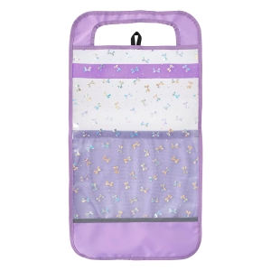 ランドセルカバー キラキラ 収納ポケット付き 透明 バイオレット リボン柄