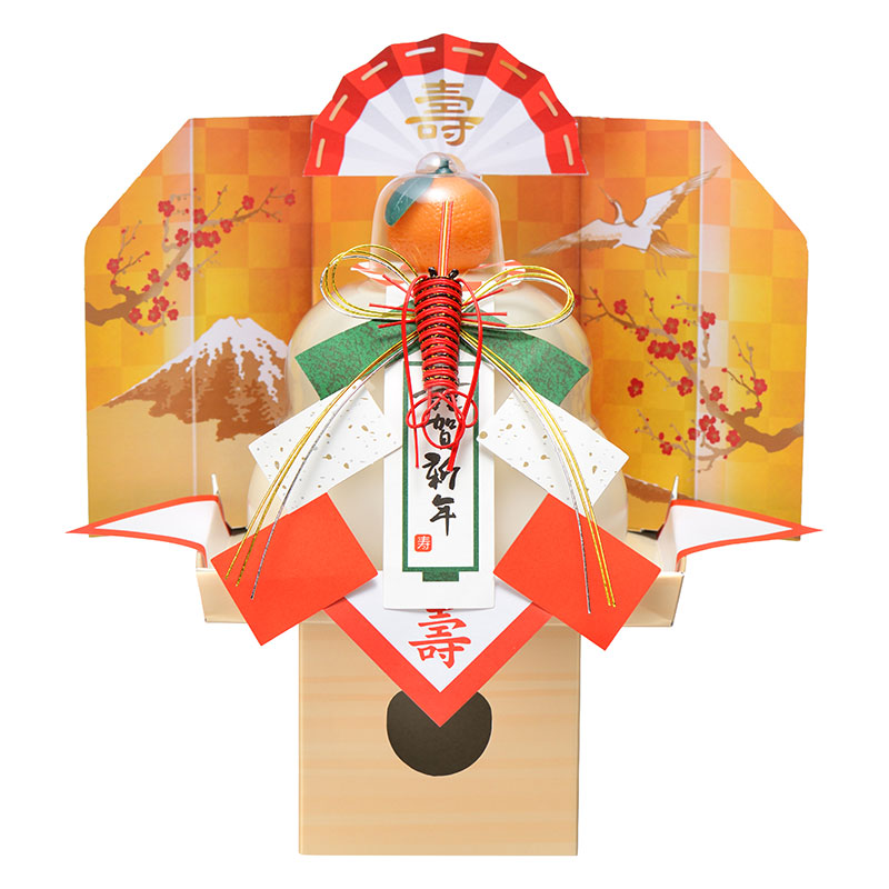 【東日本限定】 お鏡餅 謹賀新年 (三方皿・足付き) 切り餅 中 250g