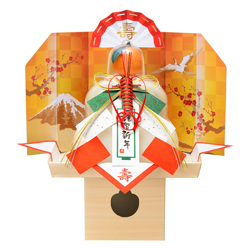 【東日本限定】 お鏡餅 謹賀新年 (三方皿・足付き) 切り餅 中大 400g
