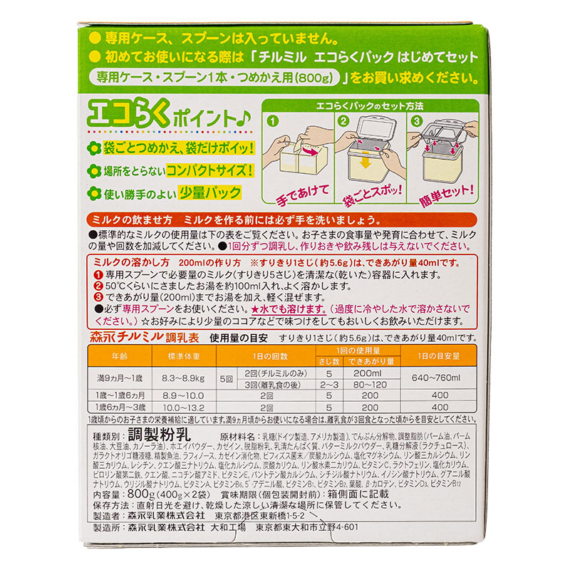 チルミル エコらくパック つめかえ用 400g ×2パック