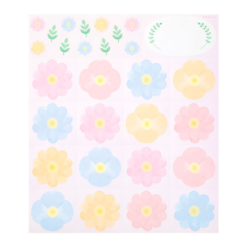 カラー色紙 シール付き 花柄