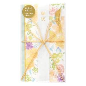 花柄 御祝 金封 イエロー