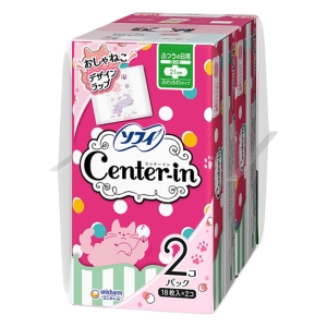 センターイン ふわふわ ふつうの日 羽つき 21cm 18枚入×2個