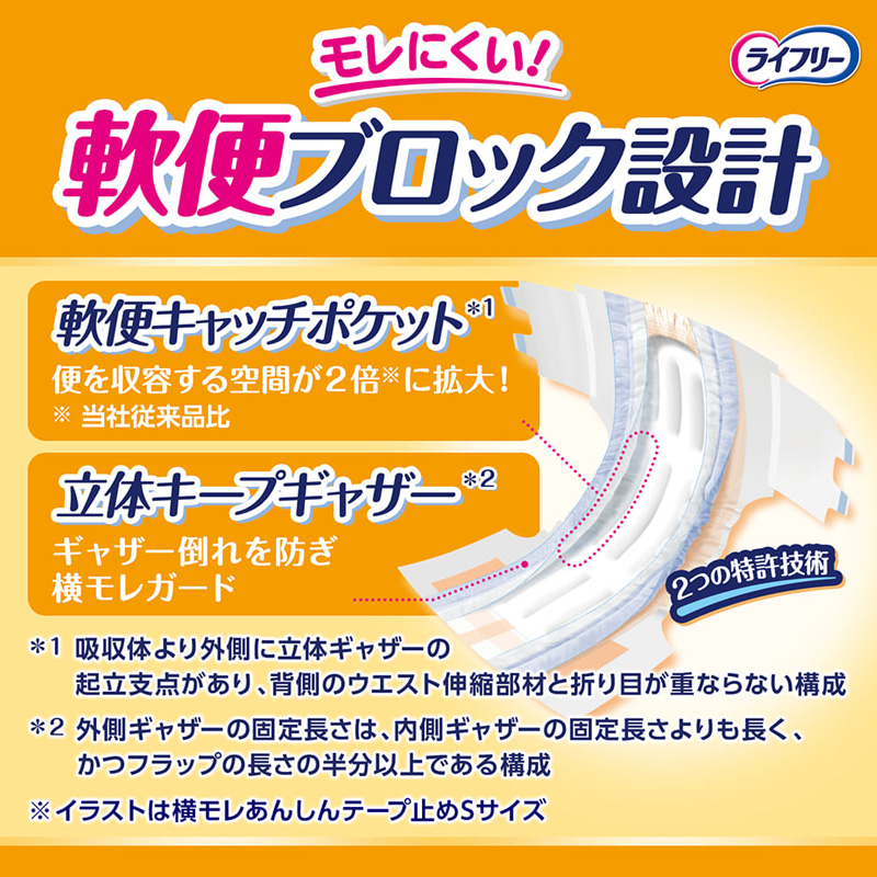 ライフリー  横モレあんしんテープ止め M 20枚